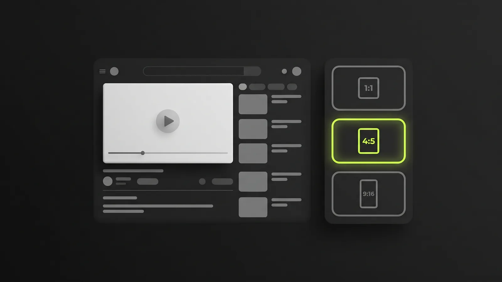 Pantalla de Auto-encuadre: se carga el video y se elige el formato de salida vertical