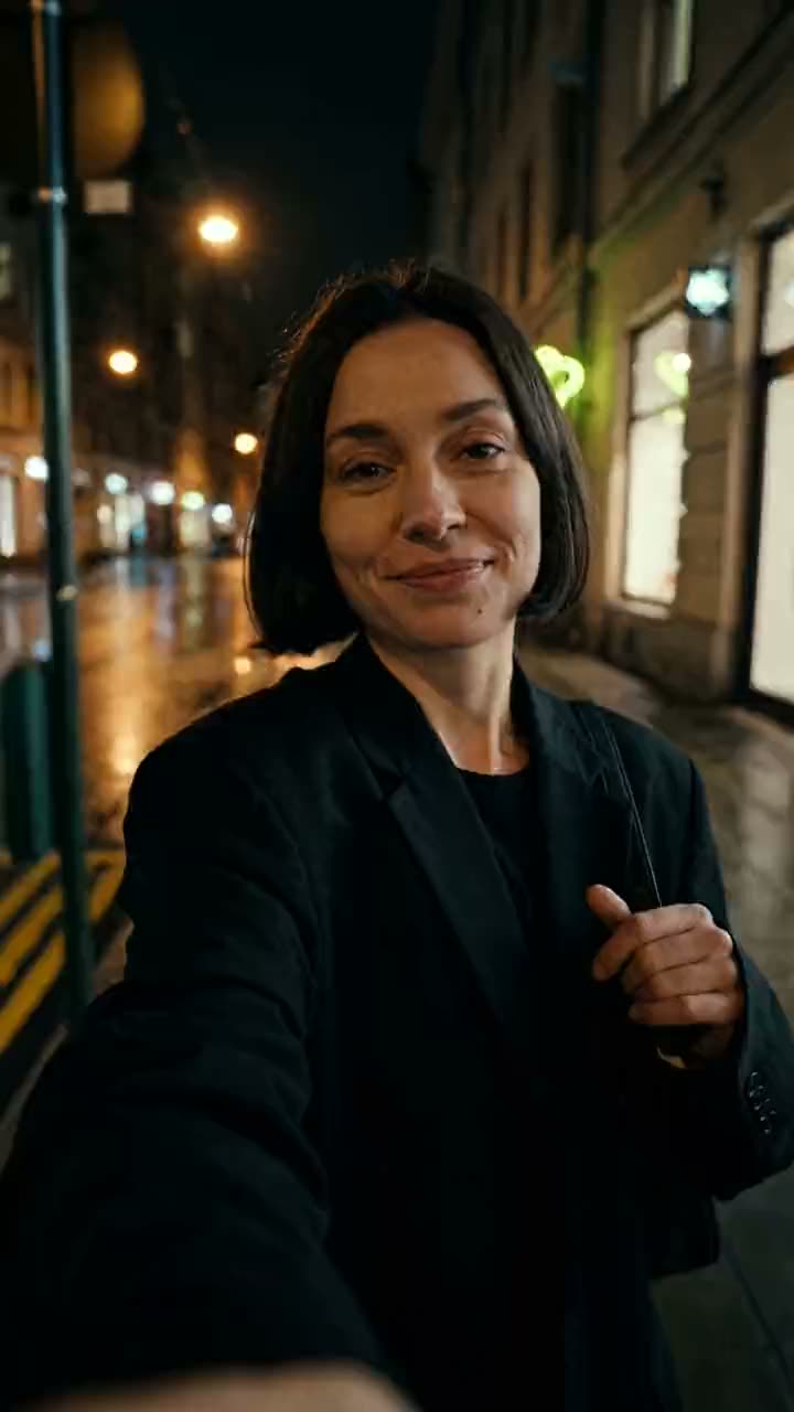 Vertical clip from a vlog: the creator on camera during a walk